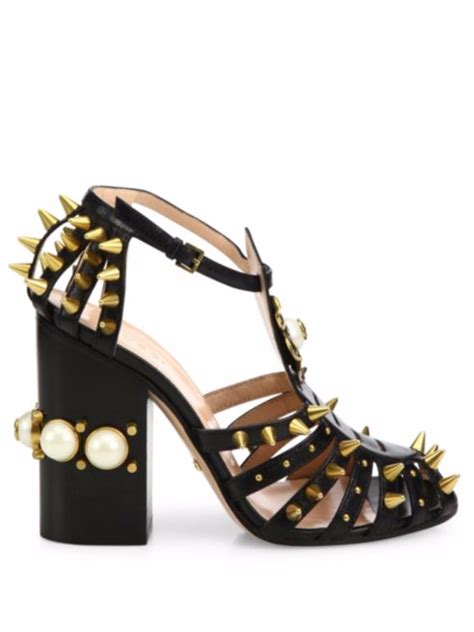 gucci kendall studded leather sandals|net a porter gucci sandals.